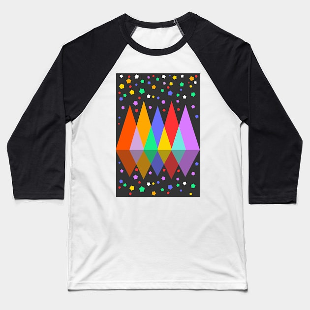 Colorful mountains and hexagons Baseball T-Shirt by cocodes